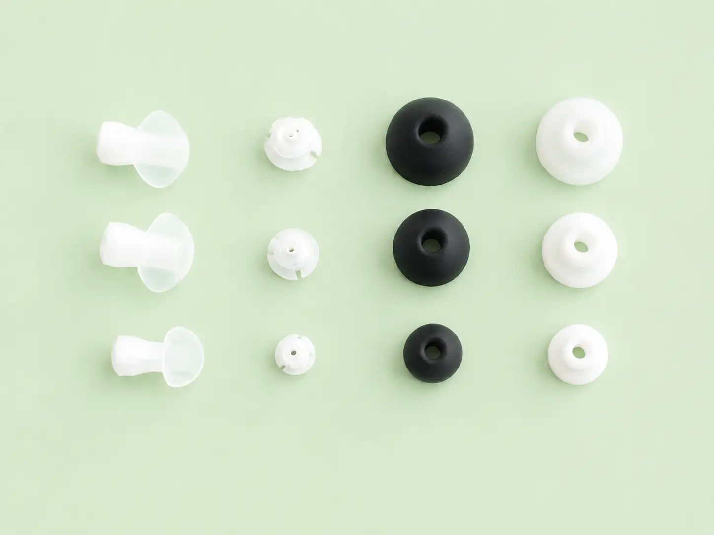 Domes for hearing aids – silicone ear tips in various sizes, manufacturer product image