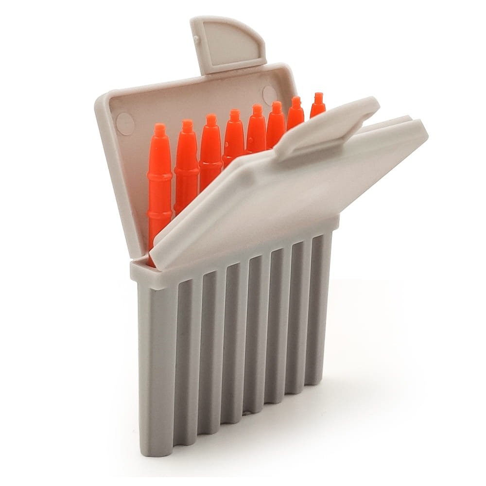 Starkey Hear Clear wax guards – gray box with orange pole